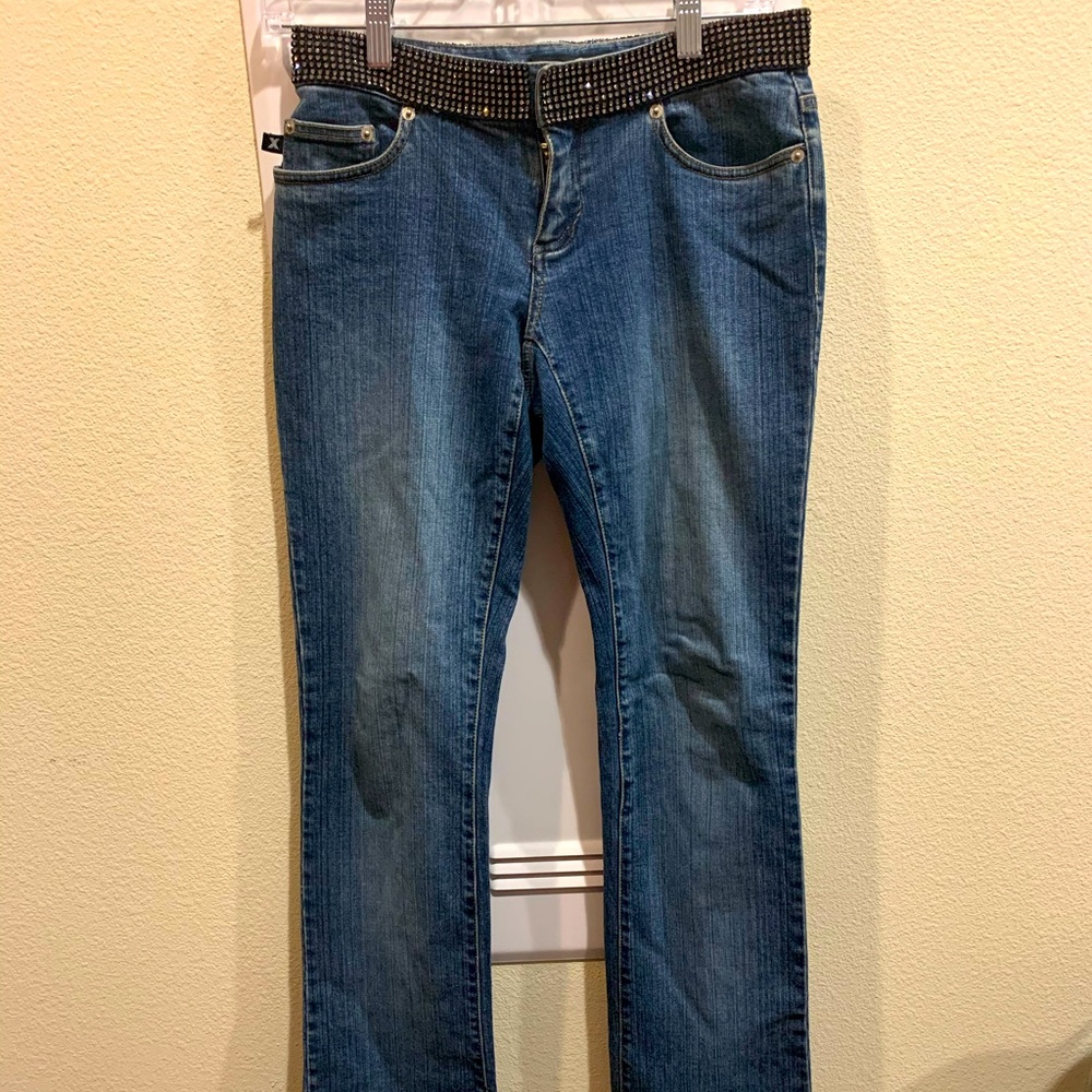 Express Jeans Denim Stretch Rhinestones Boot 1 / 2